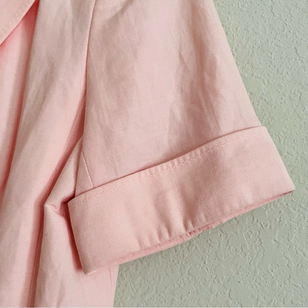 Laura Scott Pink Short Sleeve blazer size 12 business casual double button chic - Picture 2 of 8
